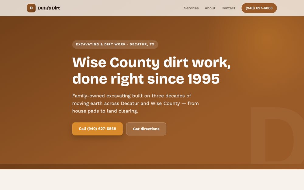 Duty's Dirt website