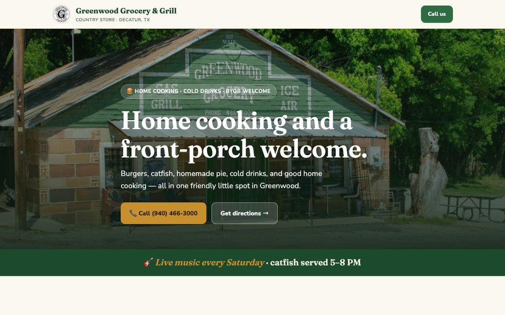 Greenwood Grocery & Grill website