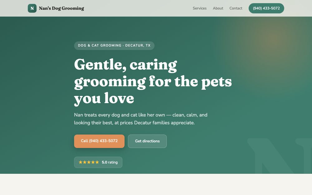 Nan's Dog Grooming website