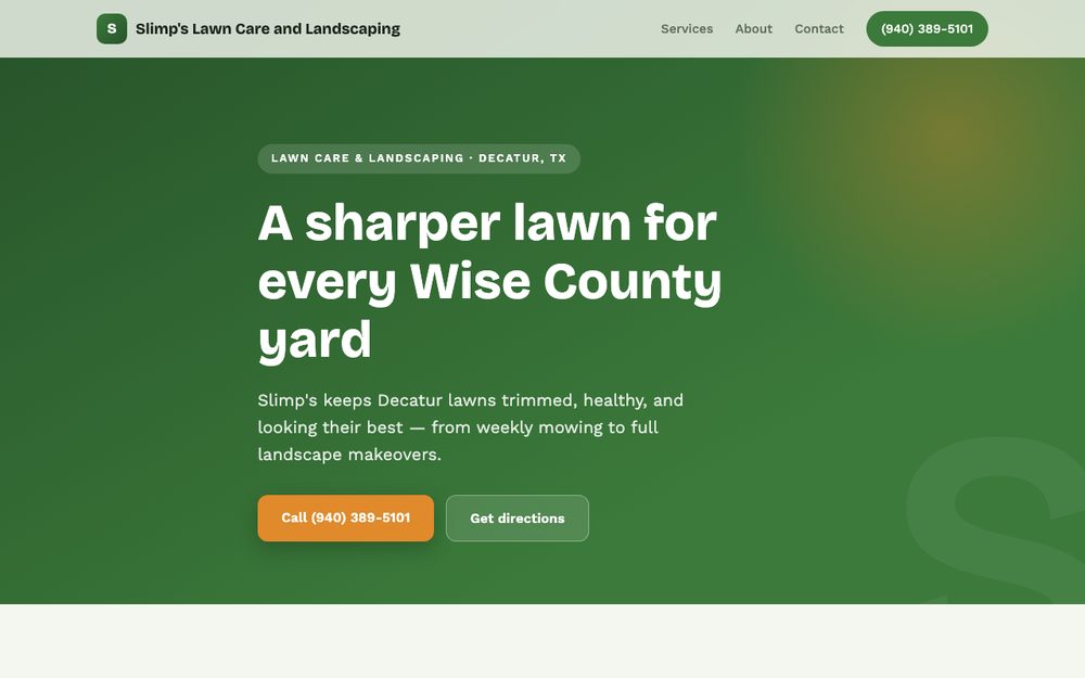 Slimp's Lawn Care website